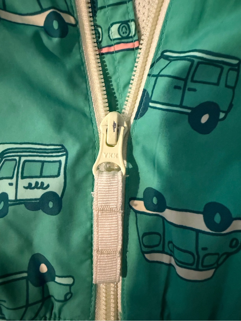 Cat & Jack - Transportation Print Full Zip Windbreaker Jacket Green 2T - Picture 3 of 10